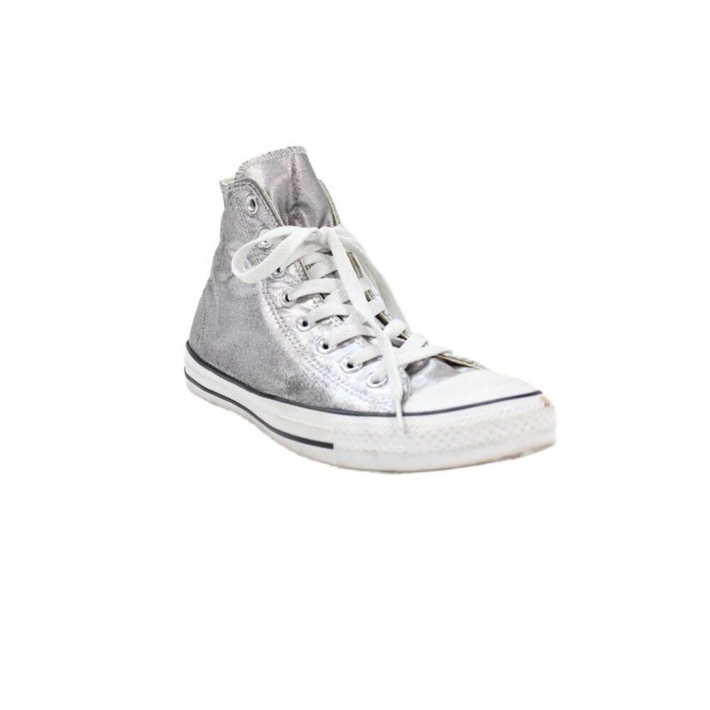Converse Men's Lace Up High Top Rubber Sole Sneakers Silver Size 7
